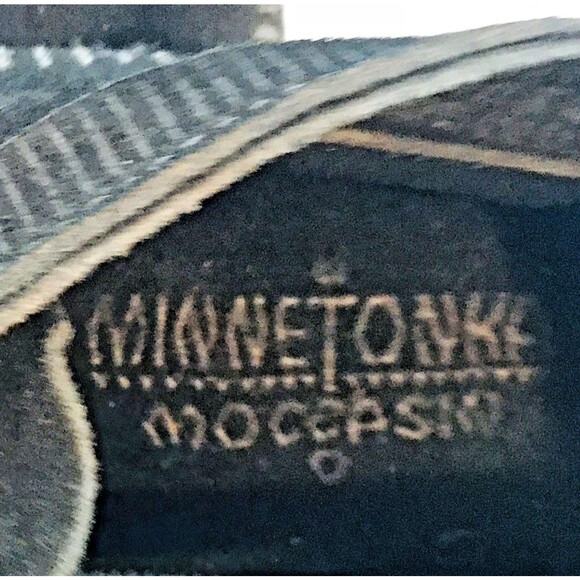 Minnetonka 459 Moccasins Women's 6.5 Black Suede Leather Fringe Trim Soft Soles - Picture 12 of 12